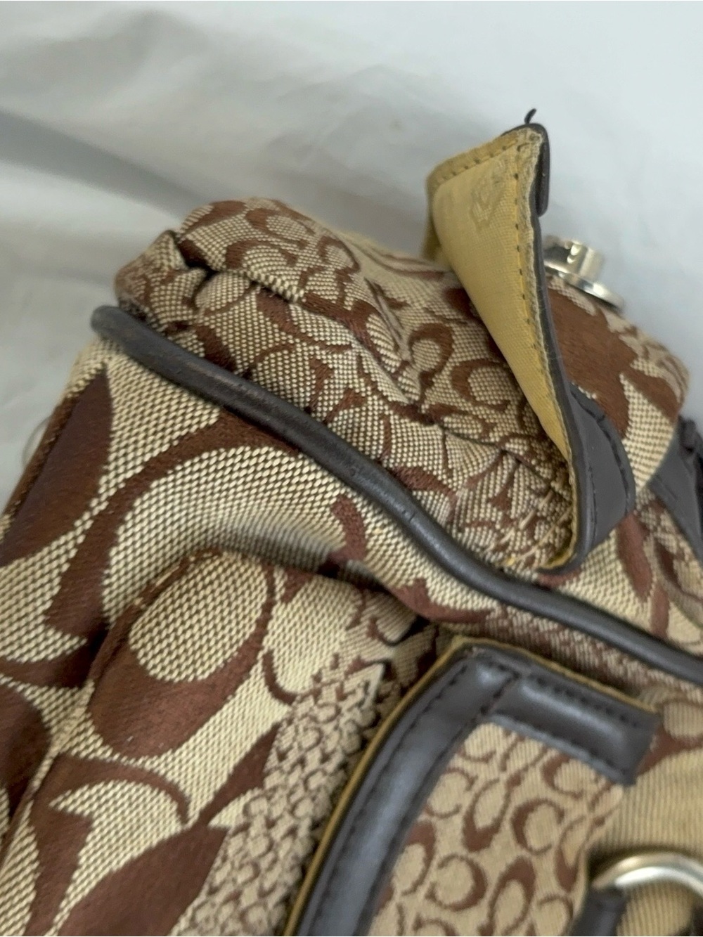 Coach Brown Logo-Print Satchel with Buckle Accent - Picture 6 of 6